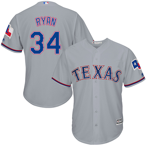 Rangers #34 Nolan Ryan Grey Cool Base Stitched Youth MLB Jersey - Click Image to Close